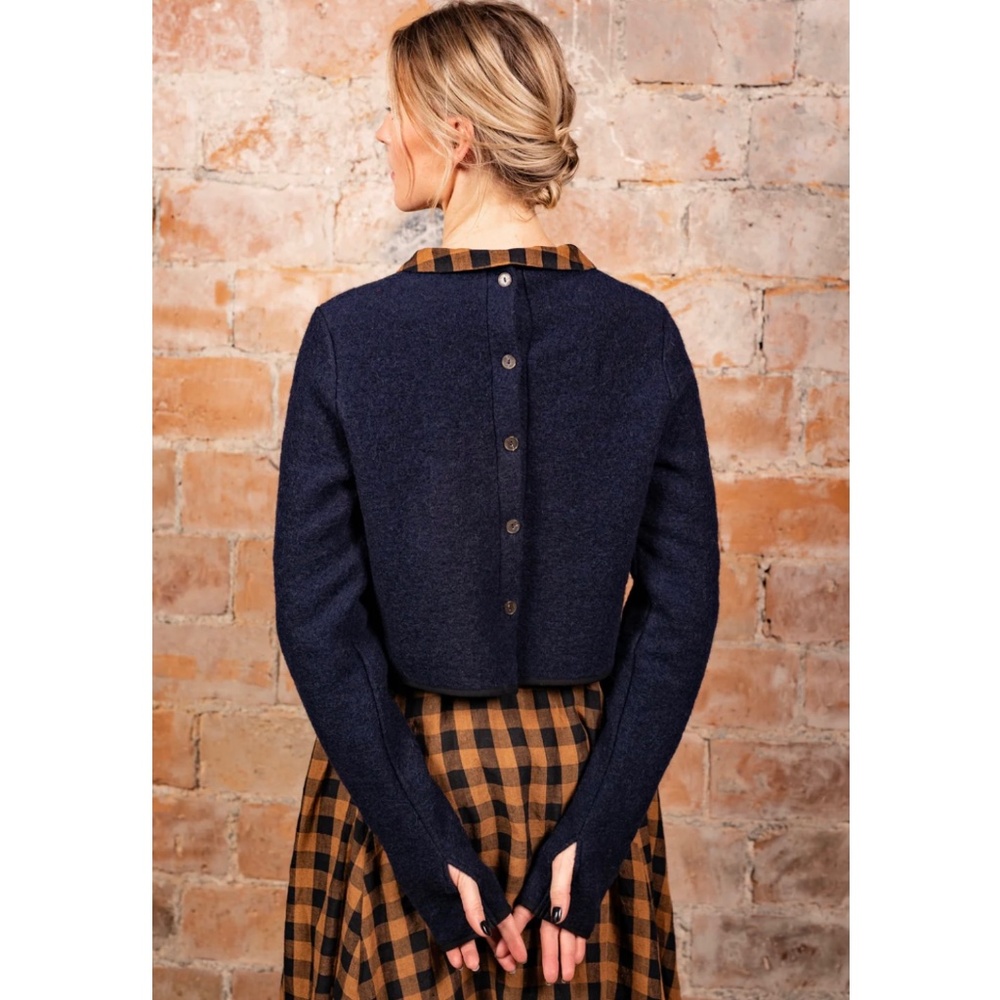 SON DE FLOR Crop Wool Sweater Ink Blue M